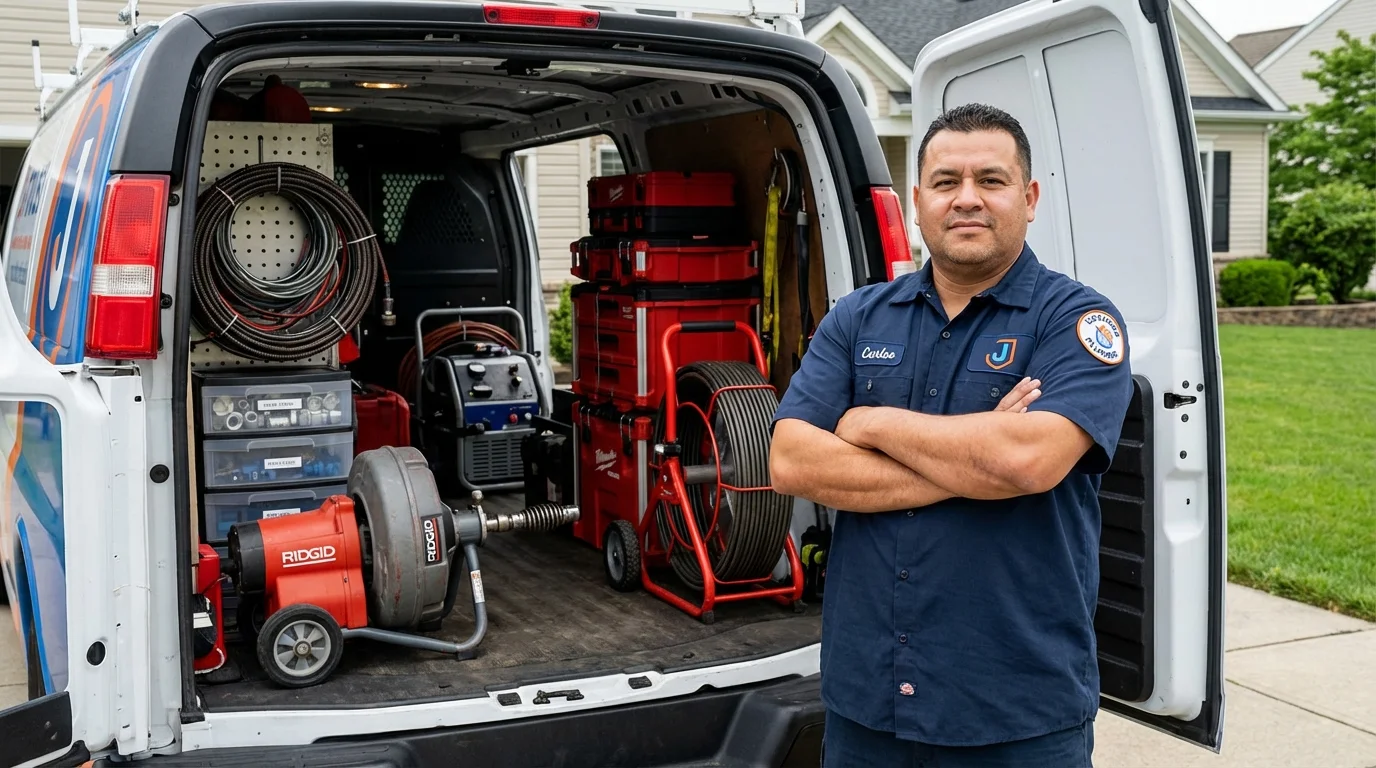 Professional drain cleaning equipment and Johns Plumbing LLC plumber in Mountville