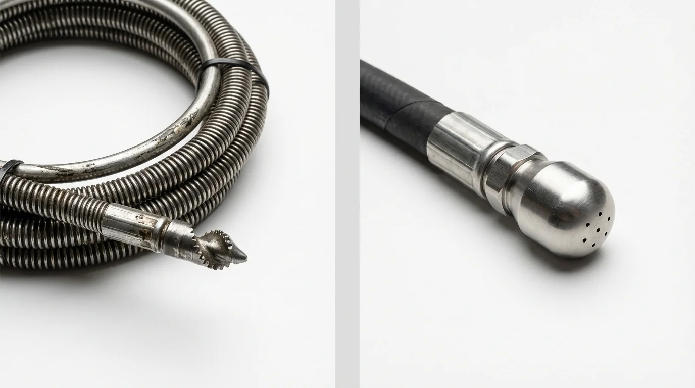 Drain snake cable and hydro jetting nozzle used for drain cleaning in Mountville, PA