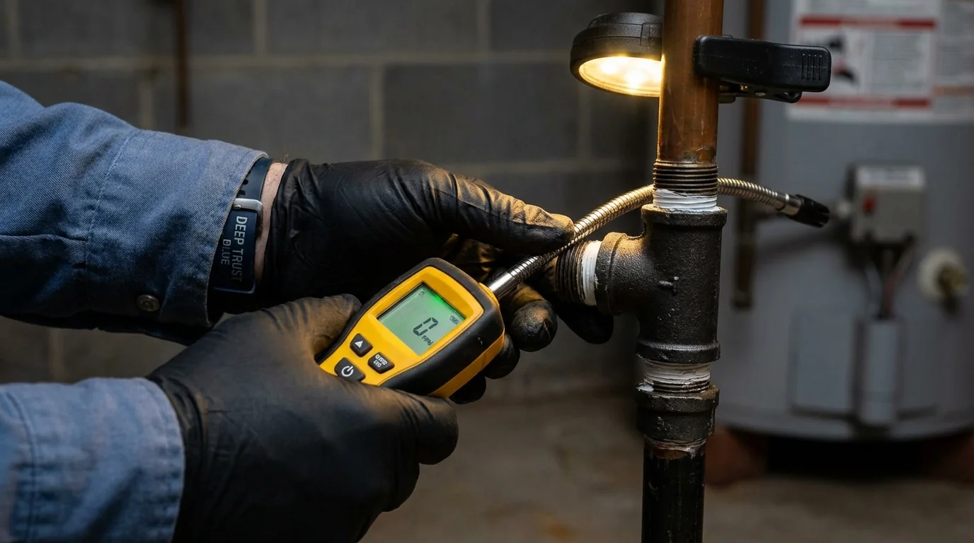 Gas leak detection with electronic sniffer by Johns Plumbing LLC in Mountville