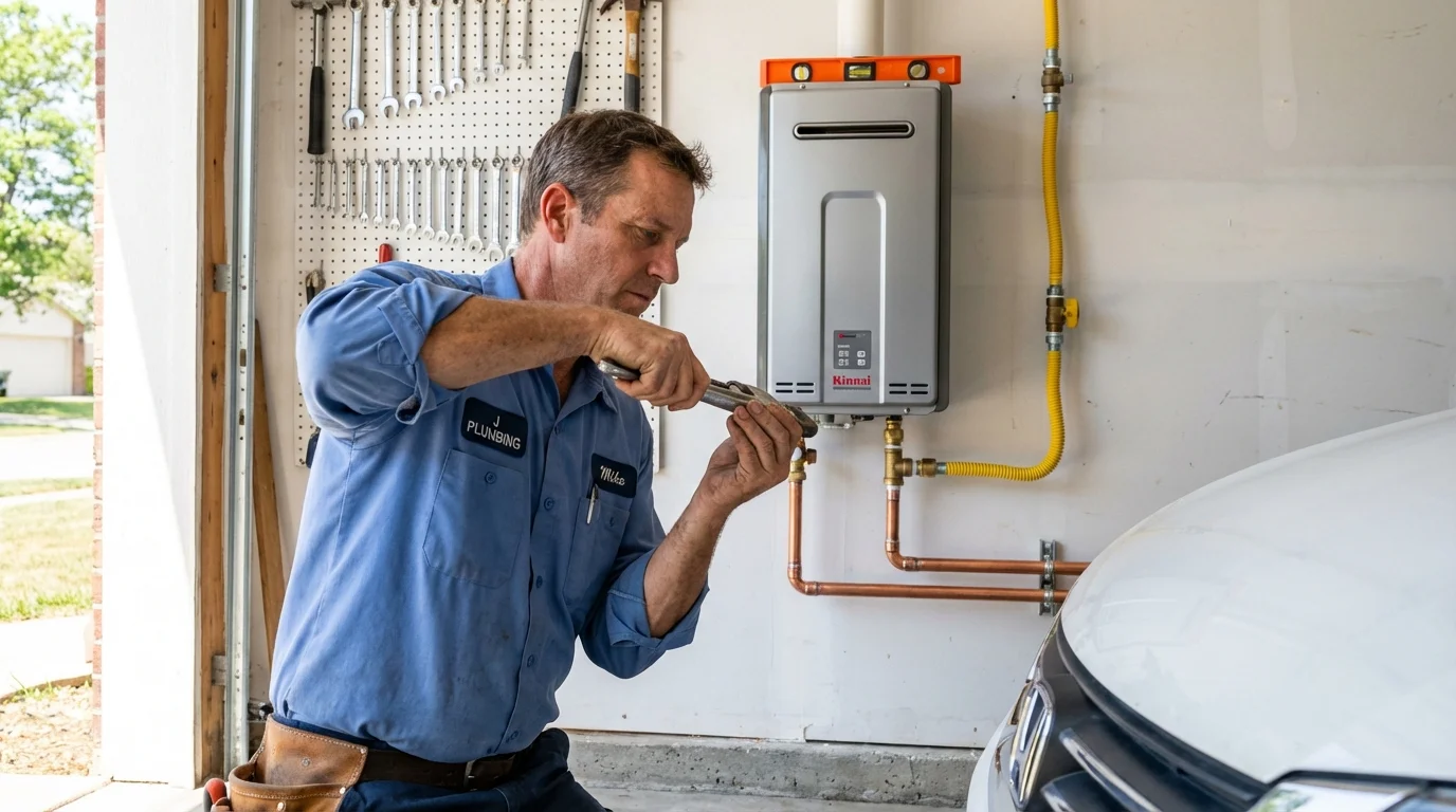 Tankless water heater installation by a Johns Plumbing LLC plumber in Mountville